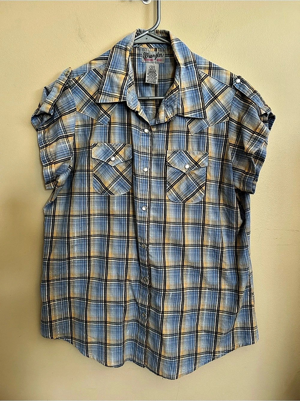 Wrangler Wrancher Shirts Western Plaid Short Sleeve Snap Button like New
